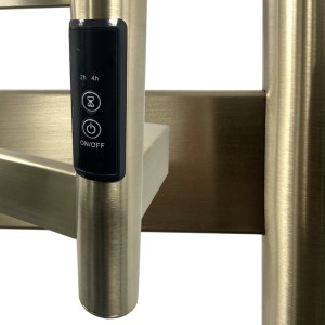 400mm (w) x 700mm (h) Strata Brushed Brass Stainless Steel Flat Bar Dry Electric Towel Rail (In-Built Controller)