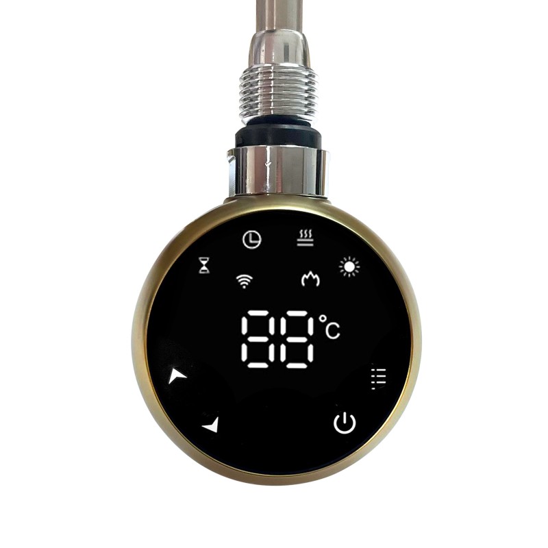 Athena Brushed Brass WIFI Thermostatic Electric Heating Element - closeup