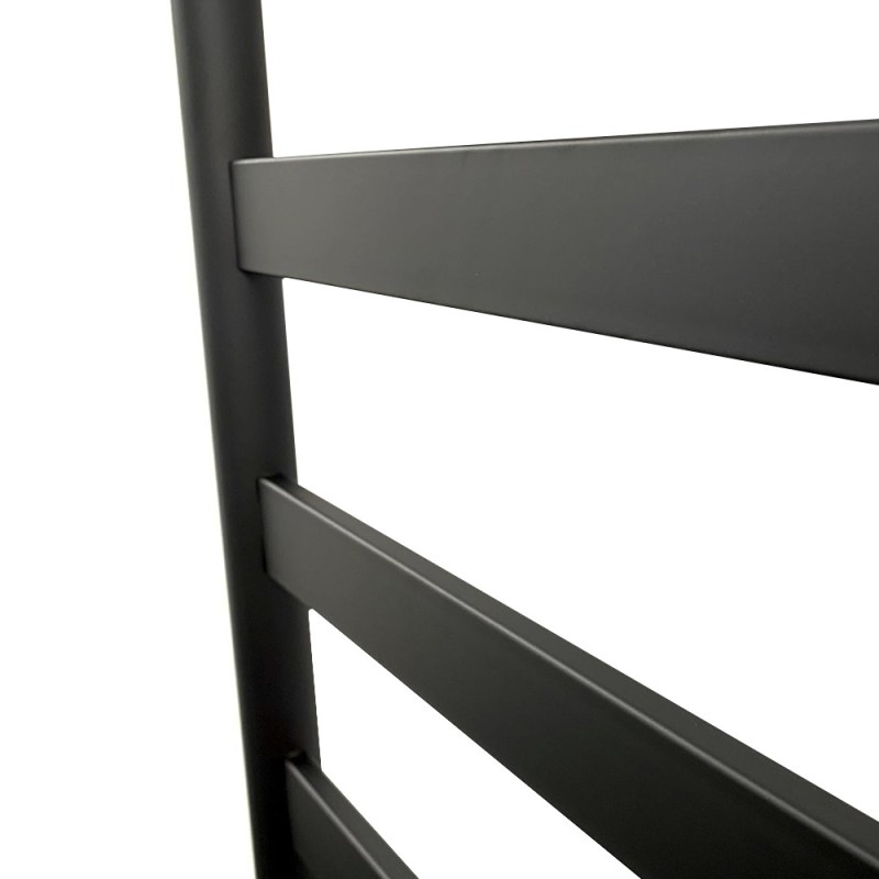 400mm (w) x 700mm (h) Strata Matt Black Stainless Steel Flat Bar Dry Electric Towel Rail (In-Built Controller)