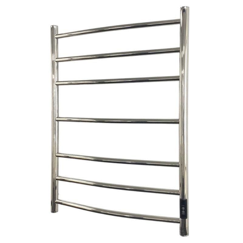 600mm (w) x 800mm (h) Curva Polished Stainless Steel Dry Electric Towel Rail (In-Built Controller)