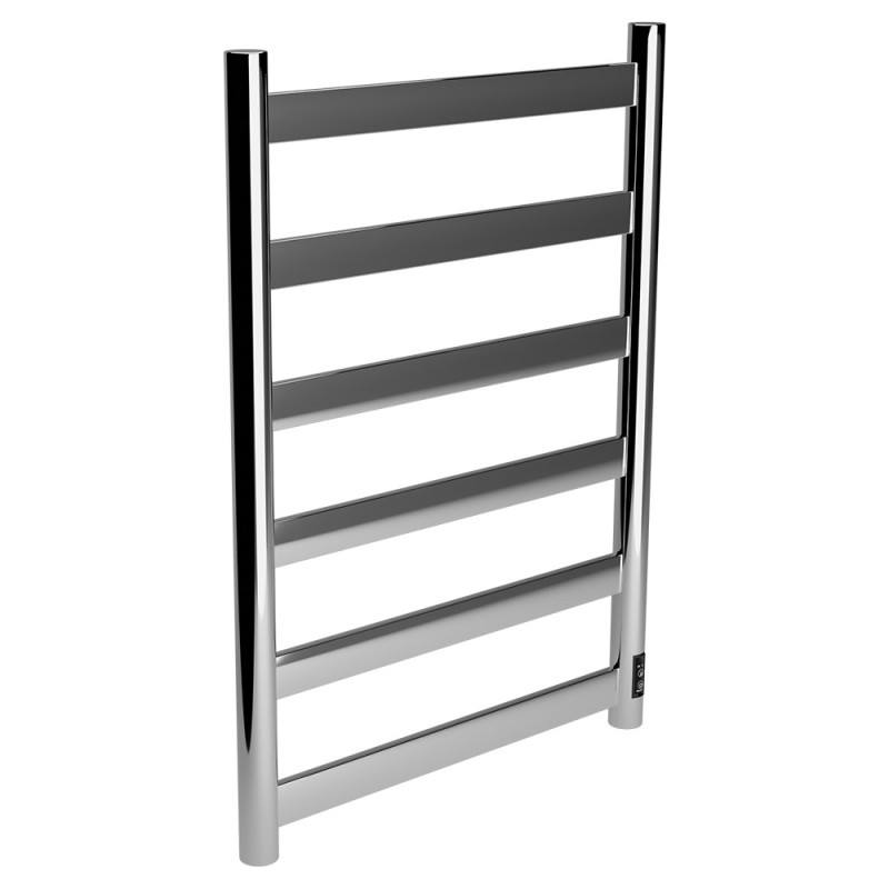 500mm (w) x 700mm (h) Strata Polished Stainless Steel Flat Bar Dry Electric Towel Rail (In-Built Controller)