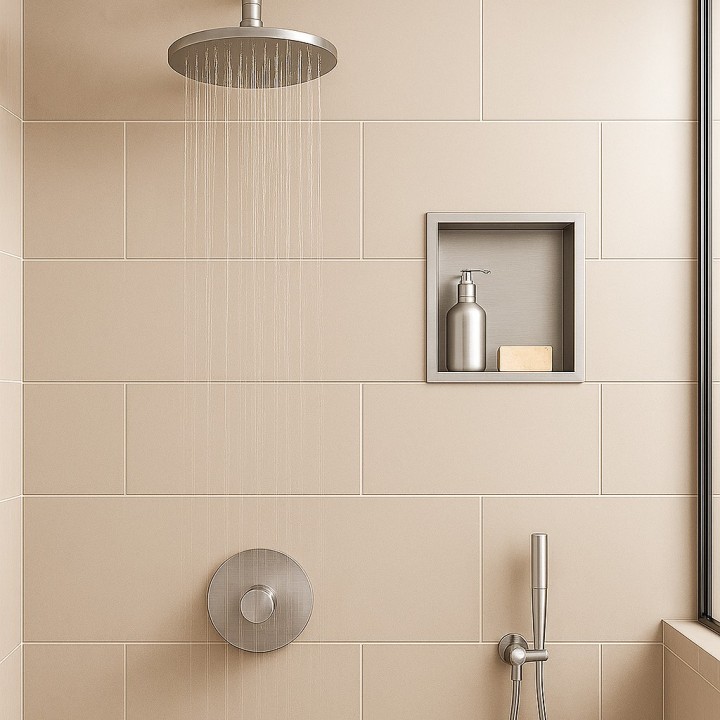 300mm (w) x 300mm (h) Stainless Steel Square Pre-Formed Shower Niche