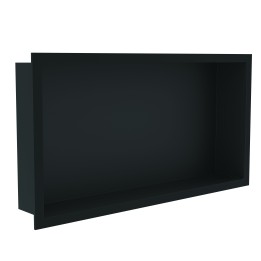 600mm (w) x 300mm (h) Matt Black Stainless Steel Rectangular Pre-Formed Shower Niche (Dual-orientation)