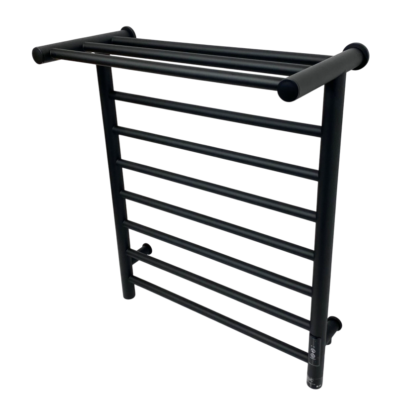 550mm (w) x 660mm (h) x 235mm (d) Axis Matt Black Dry Electric Towel Shelf Radiator (In-Built Controller)