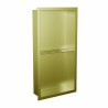 300mm(w) x 600mm(h) Brushed Brass Stainless Steel Rectangular Pre-Formed Shower Niche wih Shelf