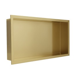 600mm (w) x 300mm (h) Brushed Brass Stainless Steel Rectangular Pre-Formed Shower Niche (Dual-orientation)