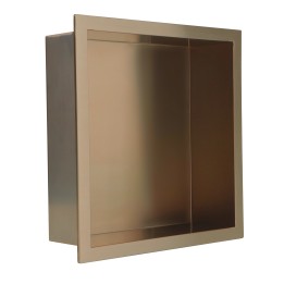 300mm (w) x 300mm (h) Brushed Bronze Stainless Steel Square Pre-Formed Shower Niche