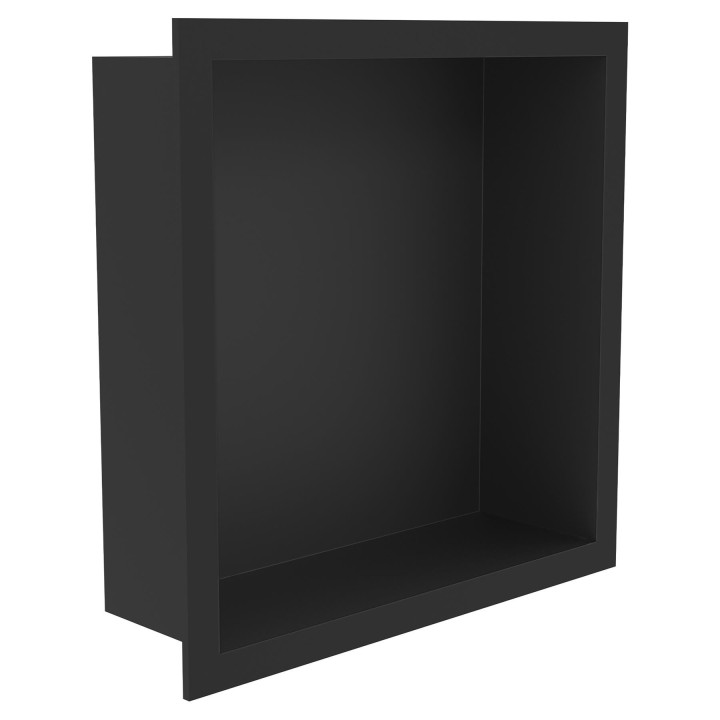 300mm (w) x 300mm (h) Matt Black Stainless Steel Square Pre-Formed Shower Niche
