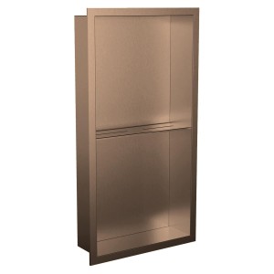 300mm(w) x 600mm(h) Brushed Bronze Stainless Steel Rectangular Pre-Formed Shower Niche wih Shelf