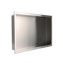 450mm (w) x 300mm (h) Stainless Steel Rectangular Pre-Formed Shower Niche (Dual-orientation)