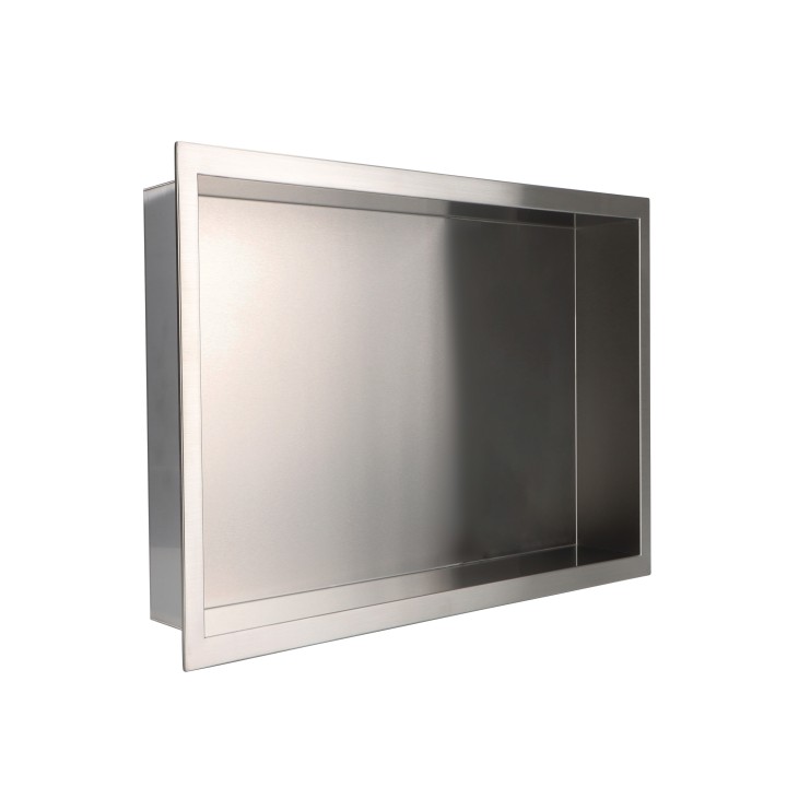 450mm (w) x 300mm (h) Stainless Steel Rectangular Pre-Formed Shower Niche (Dual-orientation)