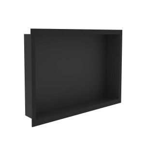 450mm (w) x 300mm (h) Matt Black Stainless Steel Rectangular Pre-Formed Shower Niche (Reversible)