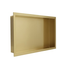 450mm (w) x 300mm (h) Brushed Brass Stainless Steel Rectangular Pre-Formed Shower Niche (Dual-orientation)