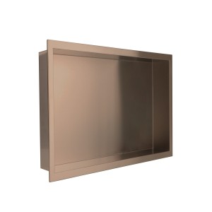 450mm (w) x 300mm (h) Brushed Bronze Stainless Steel Rectangular Pre-Formed Shower Niche (Reversible)