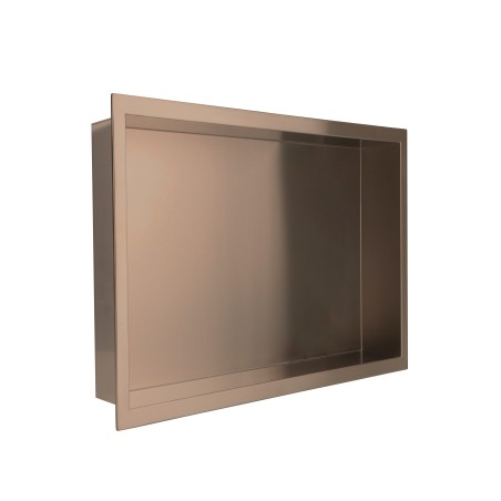 450mm (w) x 300mm (h) Brushed Bronze Stainless Steel Rectangular Pre-Formed Shower Niche (Dual-orientation)
