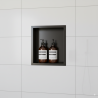 300mm (w) x 300mm (h) Matt Black Stainless Steel Square Pre-Formed Shower Niche