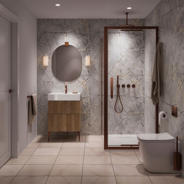 Roma Marble Hydrocore - Showerwall Panels - Insitu