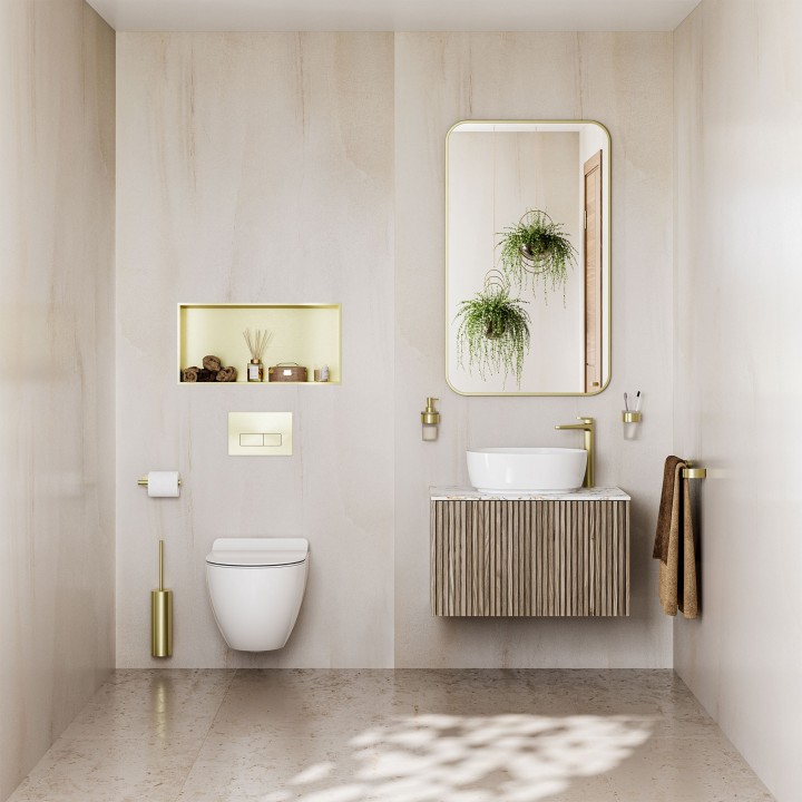 Indiana Limestone Hydrocore - Showerwall Panels - Insitu