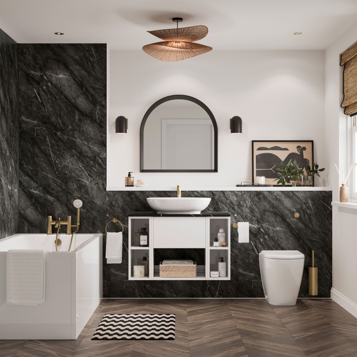 Nero Marble - Showerwall Panels - Insitu
