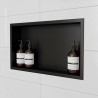 450mm (w) x 300mm (h) Matt Black Stainless Steel Rectangular Pre-Formed Shower Niche (Dual-orientation) - close up