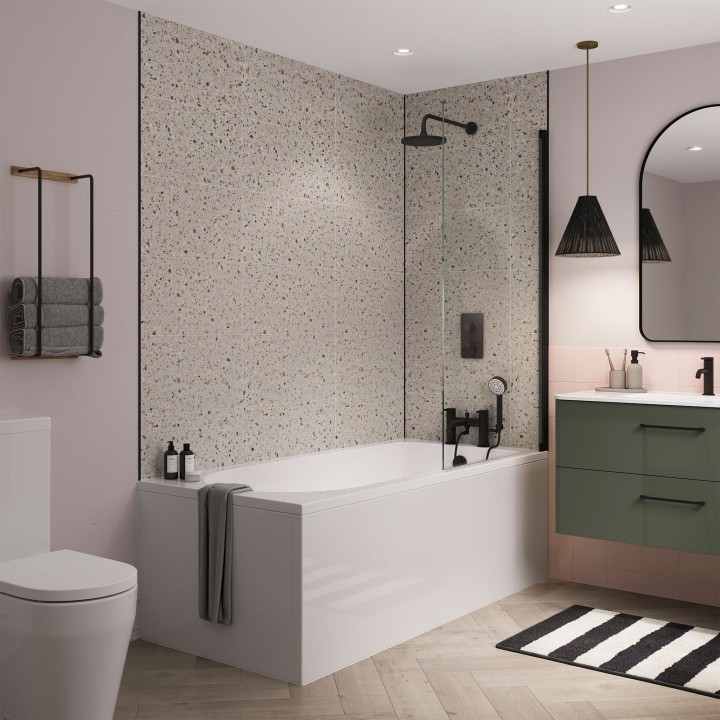 Cloud Terrrazzo Tile Effect - Showerwall Panels - Insitu