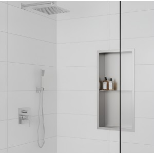300mm(w) x 600mm(h) Stainless Steel Rectangular Pre-Formed Shower Niche with Shelf