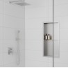 300mm(w) x 600mm(h) Stainless Steel Rectangular Pre-Formed Shower Niche with Shelf close up