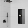 300mm(w) x 600mm(h) Matt Black Stainless Steel Rectangular Pre-Formed Shower Niche with Shelf close up