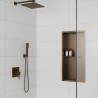 300mm(w) x 600mm(h) Brushed Bronze Stainless Steel Rectangular Pre-Formed Shower Niche with Shelf close up