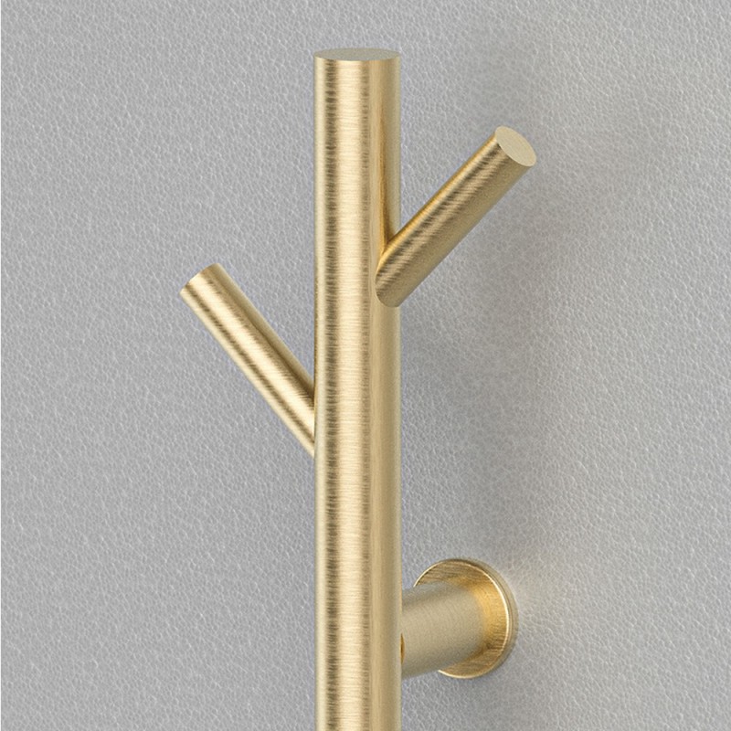 140mm (w) x 1100mm (h) Brushed Brass Stainless Steel Dry Electric Coat Robe Hanger/Dryer closeup