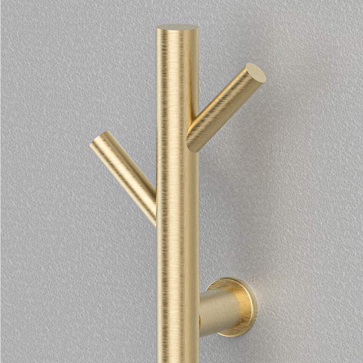 140mm (w) x 1100mm (h) Brushed Brass Stainless Steel Dry Electric Coat Robe Hanger/Dryer closeup