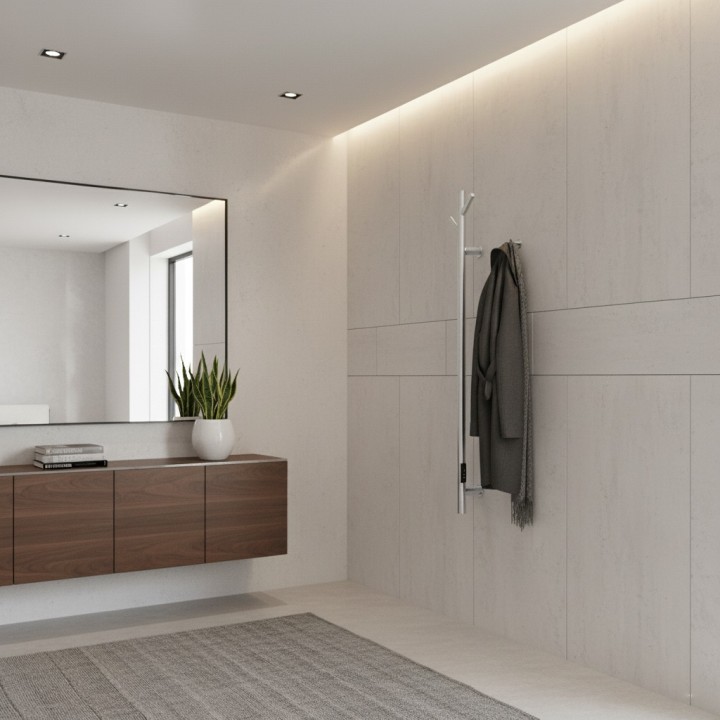 140mm (w) x 1100mm (h) Polished Stainless Steel Dry Electric Coat Robe Hanger/Dryer (In-Built Controller)