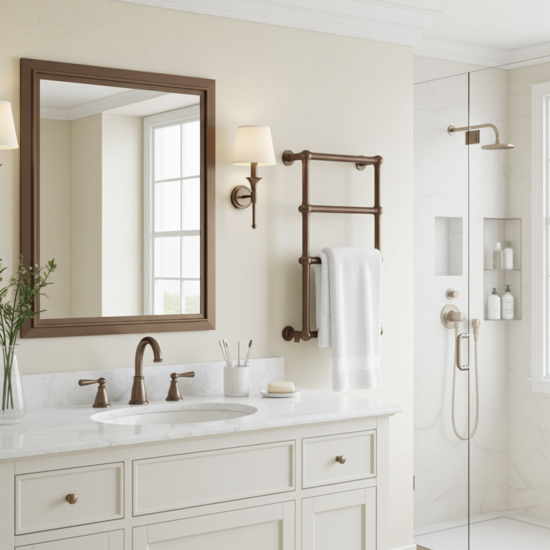 500mm (w) x 750mm (h) Harley Brushed Bronze Traditional Wall Mounted Towel Rail Radiator