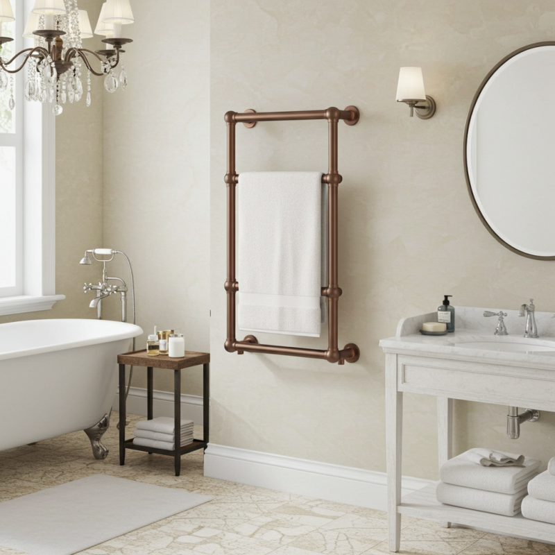 500mm (w) x 750mm (h) Harley Brushed Bronze Traditional Wall Mounted Towel Rail Radiator