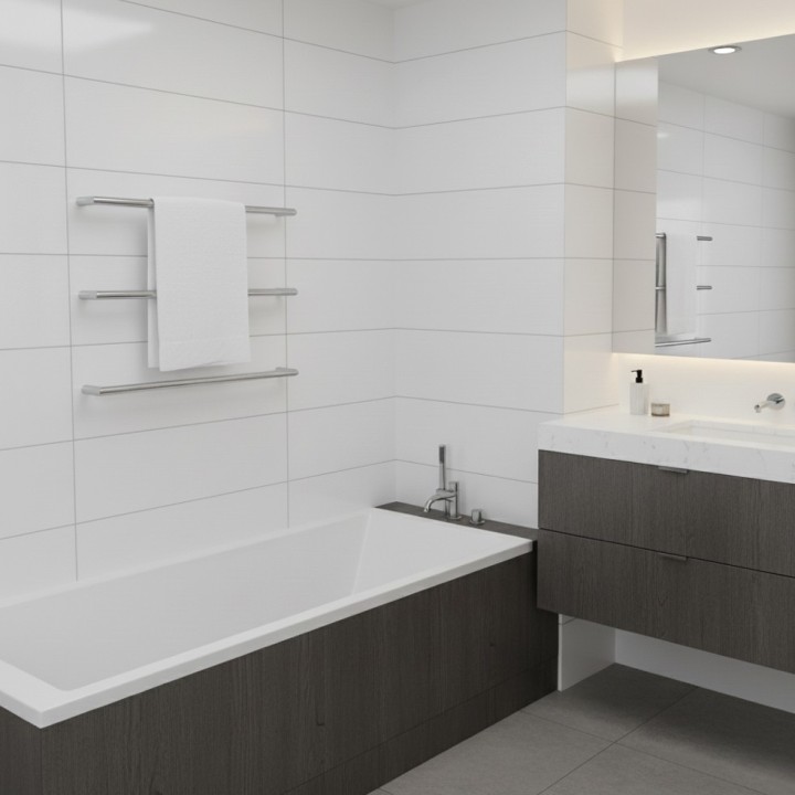 550mm(w) Round Polished Stainless Steel Heated Electric Towel Bars (Pack of 3)
