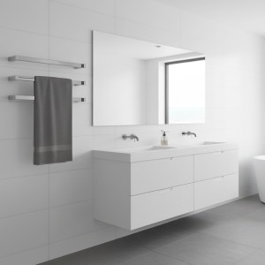 550mm(w) Square Polished Stainless Steel Heated Electric Towel Bars (Pack of 3)