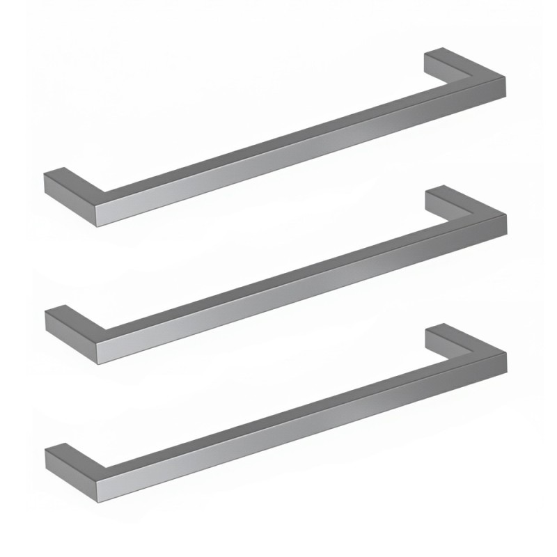 550mm(w) Square Polished Stainless Steel Heated Electric Towel Bars (Pack of 3)