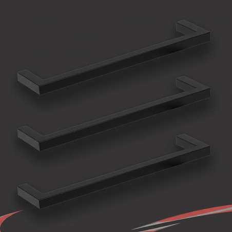 550mm(w) Square Matt Black Stainless Steel Heated Electric Towel Bars (Pack of 3)