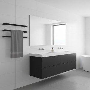550mm(w) Square Matt Black Stainless Steel Heated Electric Towel Bars (Pack of 3)