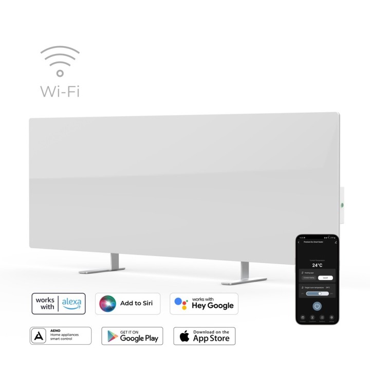 AENO Smart LED Wifi White Glass Infrared Reversible Panel Heater 700W