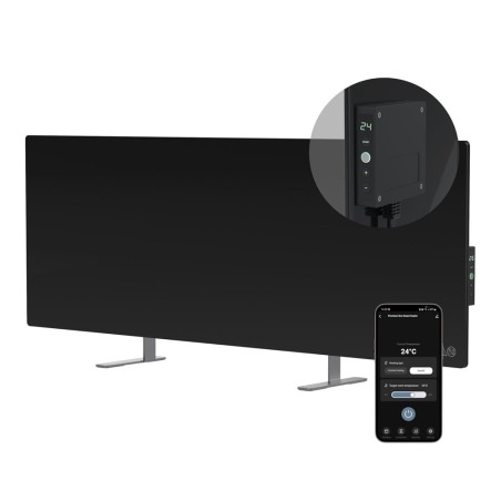 AENO Smart LED Wifi Black Glass Infrared Reversible Panel Heater 700W