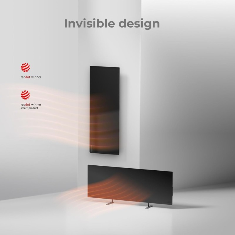 AENO Smart LED Wifi Black Glass Infrared Reversible Panel Heater 700W