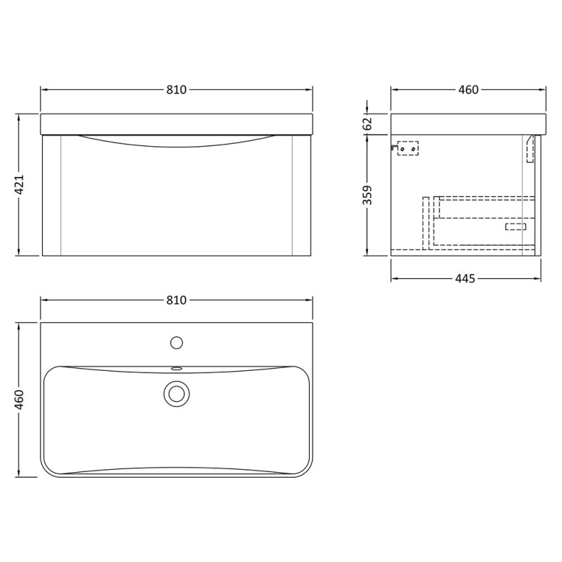 Lunar 800mm Wall Hung Drawer Vanity Units
