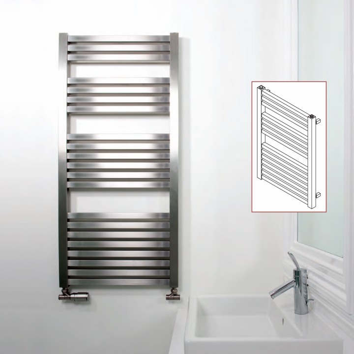 Aeon "Serif" Designer Brushed Stainless Steel Towel Rails (3 Sizes)