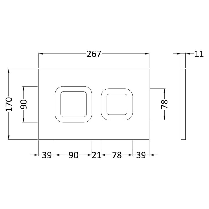 Chrome Dual Flush Plate (Square Buttons)