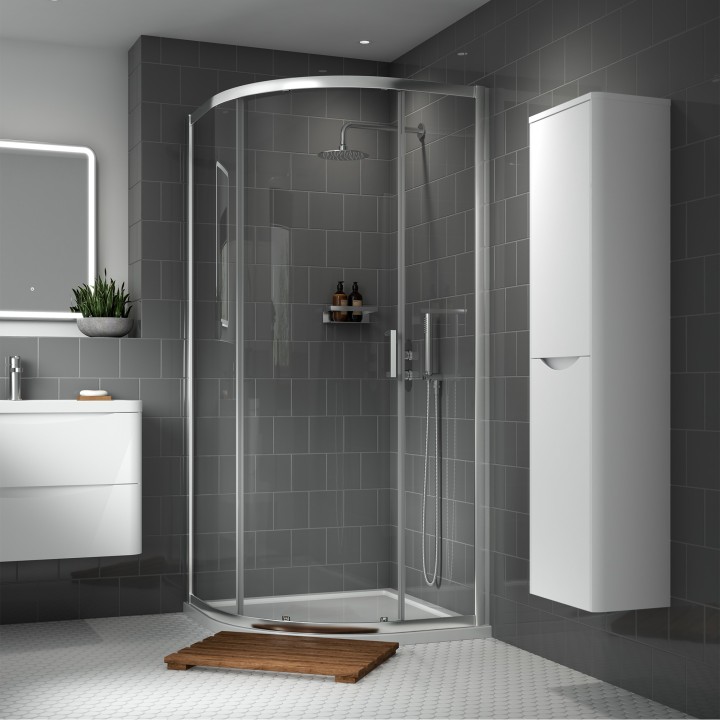 Chrome Rene Single Door Quadrant Shower Enclosure - 900mm - Insitu