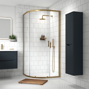 Brushed Brass Rene Single Door Quadrant Shower Enclosure - 900mm