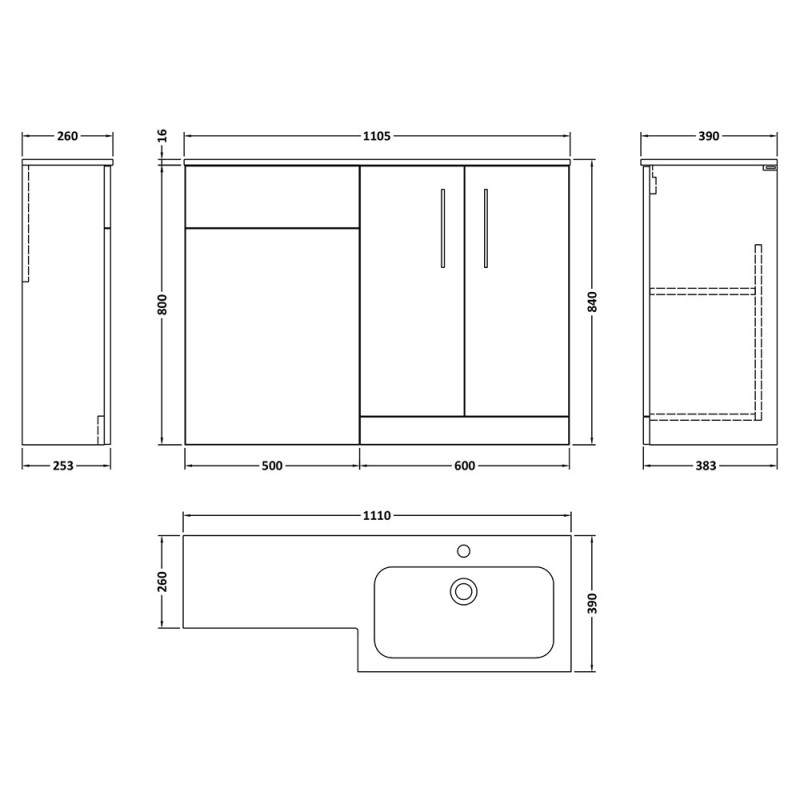 Arno 1100mm Freestanding Bathroom Combination Vanity Unit – Basin & WC Set