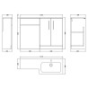 Arno 1100mm Freestanding Bathroom Combination Vanity Unit – Basin & WC Set