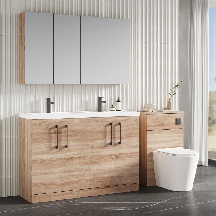 Arno 1200mm Freestanding Cupboard Double Sink Vanity Units